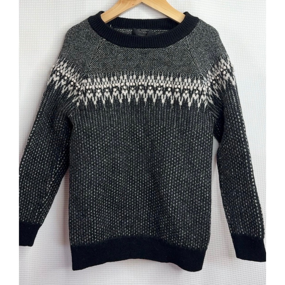 J.Crew Crewcuts Boys Fair Isle 100% Merino Wool Sweater Black Small 6-7 Years